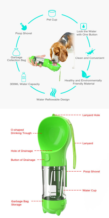 Paw Hydration: 4 in 1 Portable Multifunctional Pet Water Bottle
