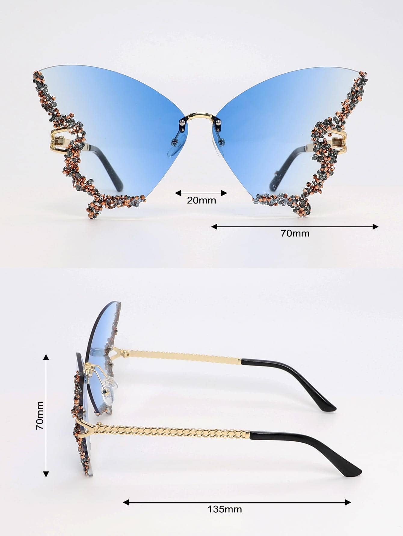 Luxury Diamond Butterfly Sunglasses for Women